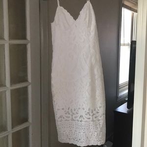 White Bardot midi dress